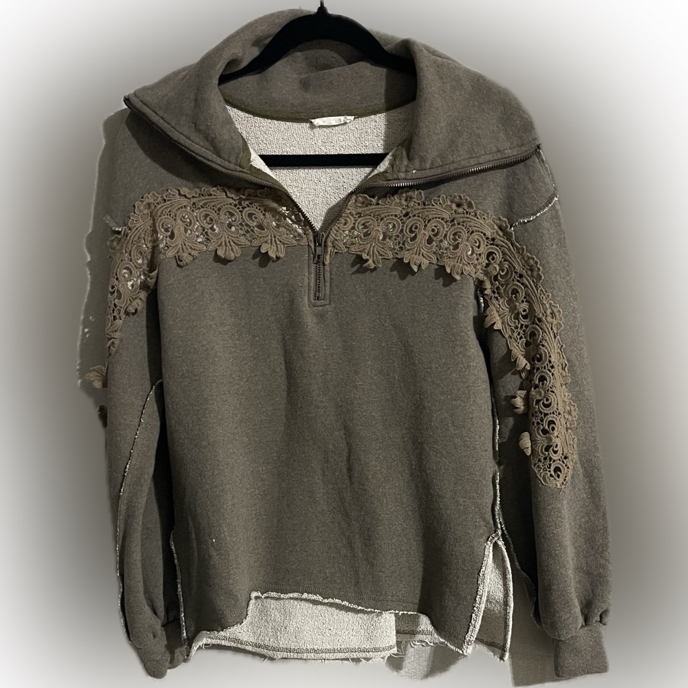 Real Boho type pull over distressed jacket with embroidery size M-L